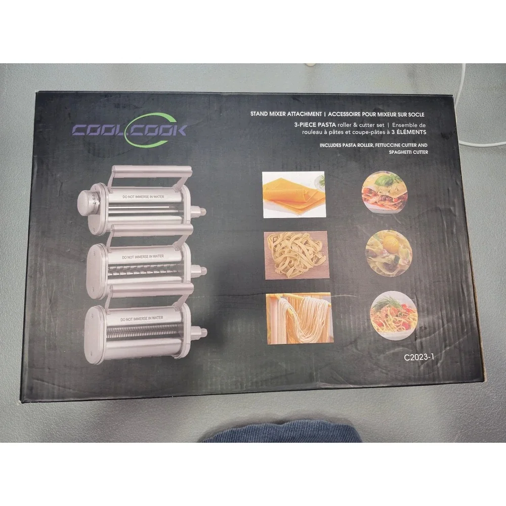 Coolcook 3-Piece Pasta Roller and Cutter Set Stand Mixer Attachment C2023-1